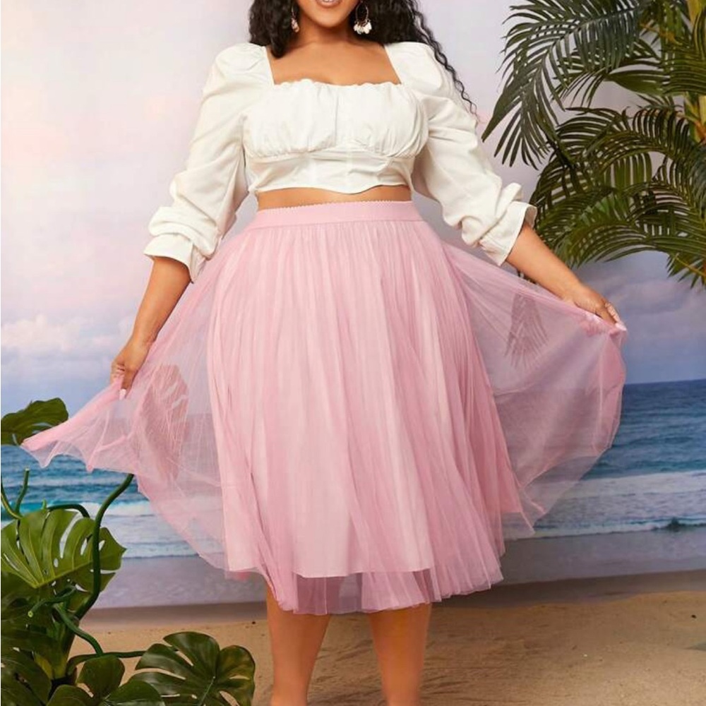 SHEIN curve + plus Midi Skirt
